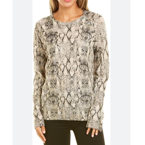 Zadig & Voltaire Cashmere Reglis Python Print Crew Neck Sweater - Picture 3 of 9